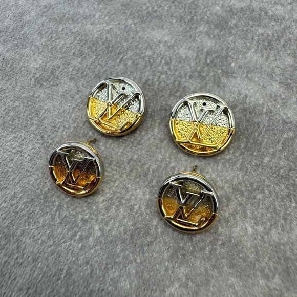 Louis Vuitton Gold and Silver L to V Stud Earrings - Picture 5 of 10